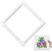 BURIUS 11 Inch Square Plastic Embroidery Hoop - Snap Cross Stitch Frame for Quilting, Needlework & Sewing - Durable White PP Hoop