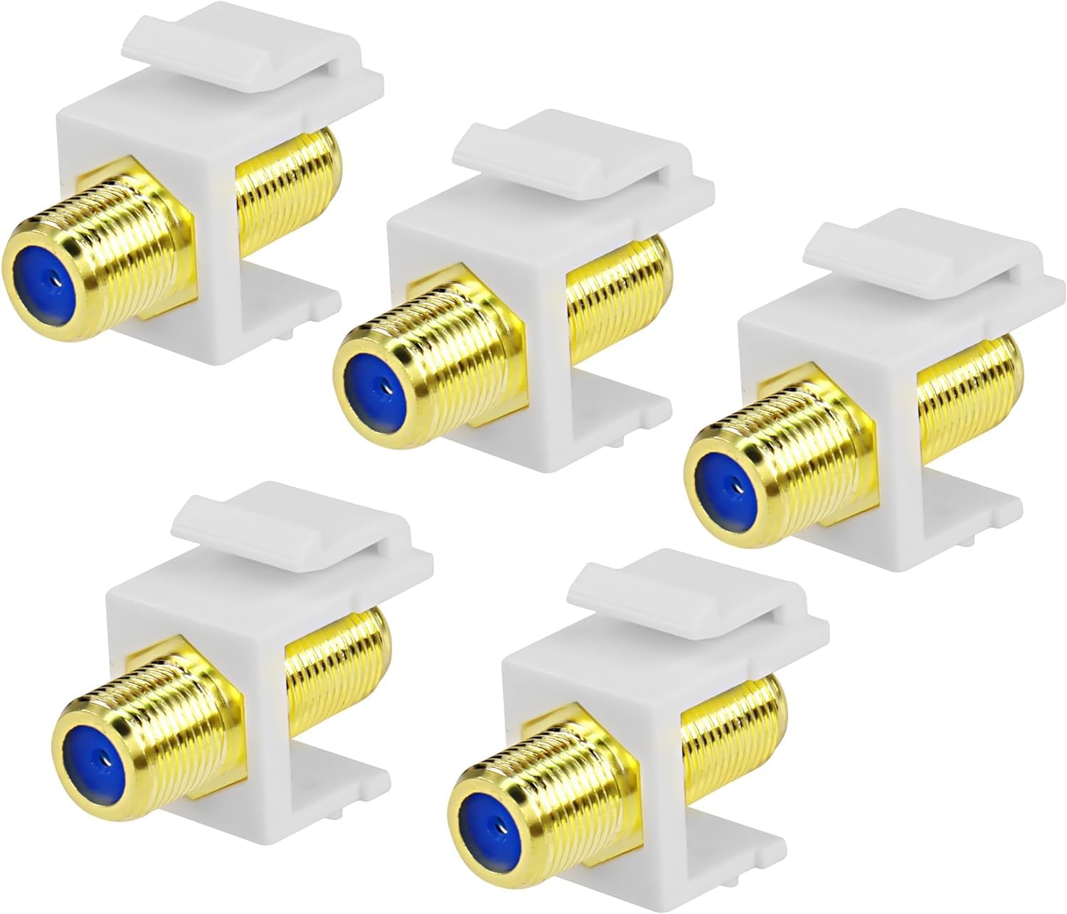 XMSJSIY F-Typ RG6 Koaxial Keystone Jack Insert Connector 3GHz RG6 Kabel Extender Weiblich zu Weiblich Koppler Adapter Snap in Sockel mit Gold überzogen für Wandplatte Patch Panel - 5PCS