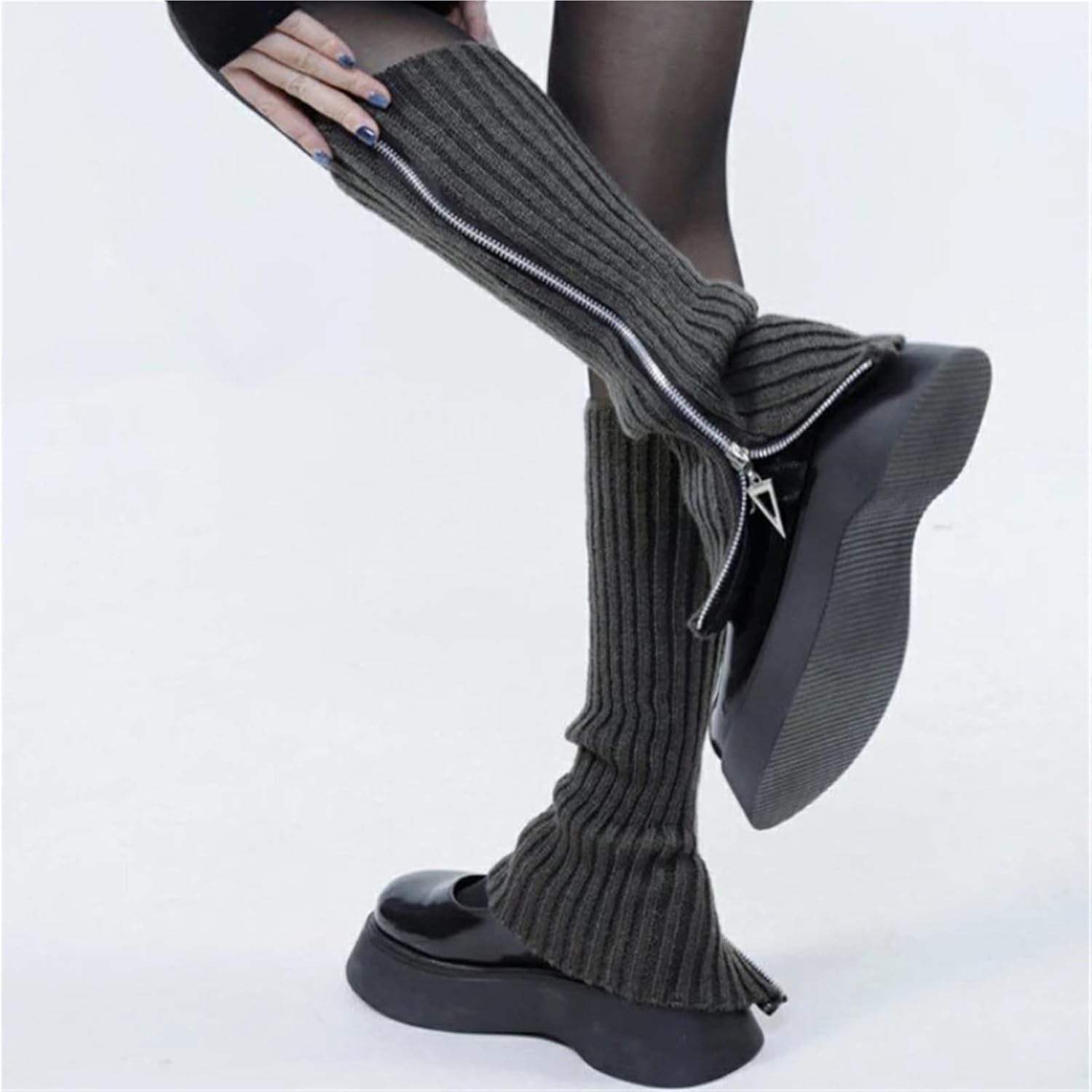 Leg Warmers 3pairs Hot Girls Autumn Winter Women's Long Leg Sleeve Warm Solid Color Versatile Knitting Zipper Leg Warmer
