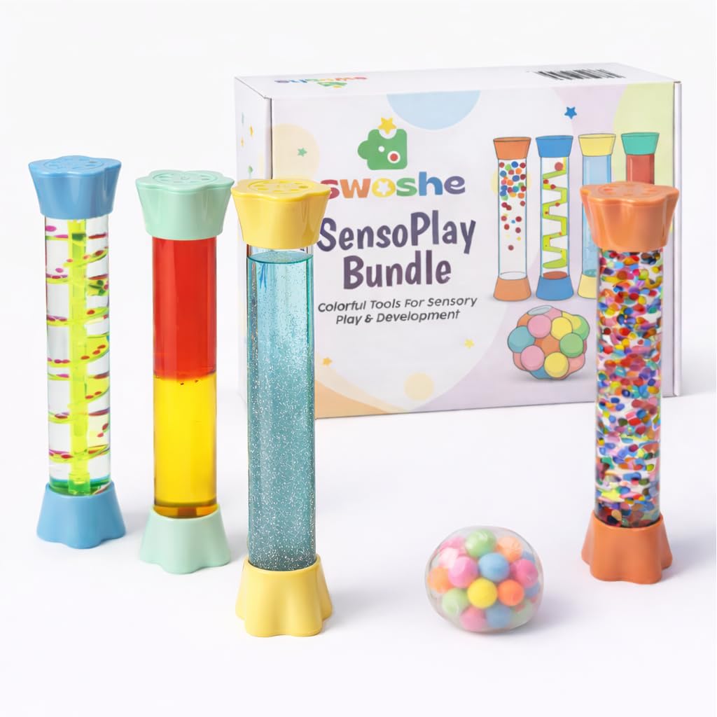 Sensory Tubes – Calm Down Corner Fidget Toys, Sensory Room & Speech Therapy Materials, Stress Relief Ball, Travel Toys, Quiet Sensory Bottles for Kids