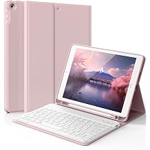 for iPad 9th 8th 7th Generation Case with Keyboard 10.2 Inch, Detachable Wireless Folio Keyboard Cover with Pencil Holder, iPad 10.2 Inch 2021/2020/2019 Model, Pink