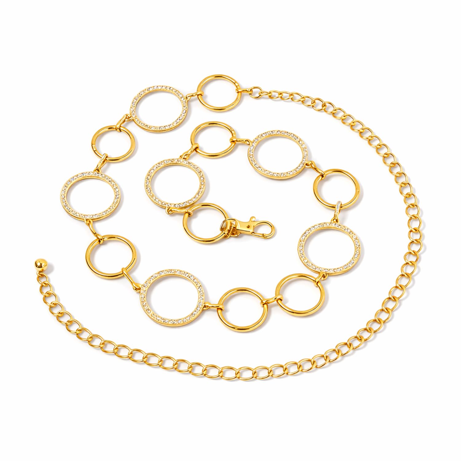 syga Women'S Decorative Waist Chain For Long Shirt Dress Crystal Rhinestone Belt (Gold)-picture-21