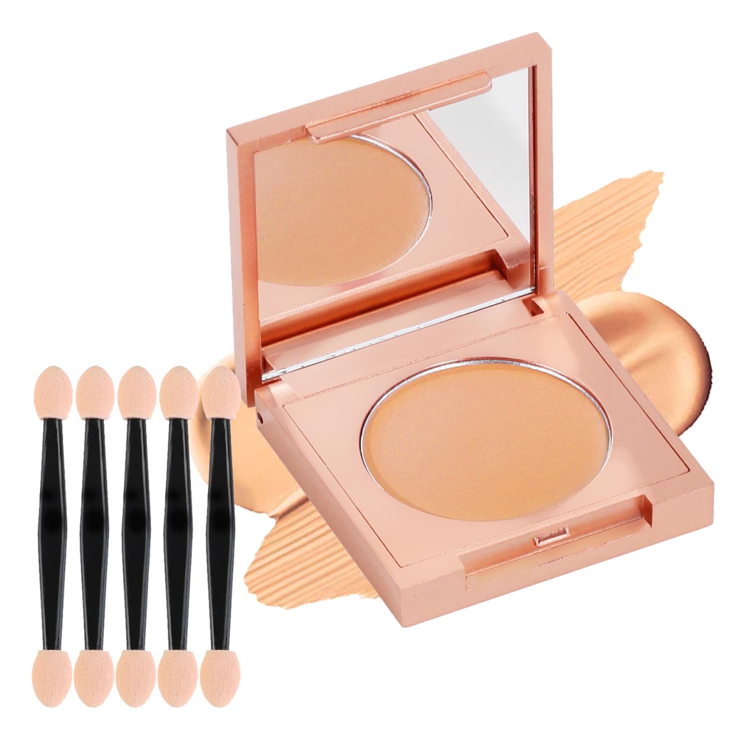 Colored CC Undereye Color Corrector for Dark Circles with 5pcs Brush, Conceal Dark Circles, Under Eye Concealer for Women (natural color, Large)