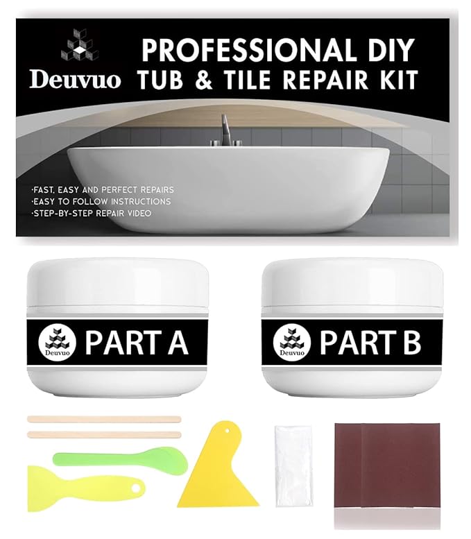 deuvuo Bath Enamel Repair Kit White, Enamel Ceramic Porcelain