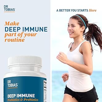 Dr. Tobias Deep Immune Probiotics & Prebiotics, 4.4 Billion CFU Probiotics for Women & Men, Supports Digestive Health, Gut Immune Function, Nutrient Absorption, 120 Capsules, 60 Servings