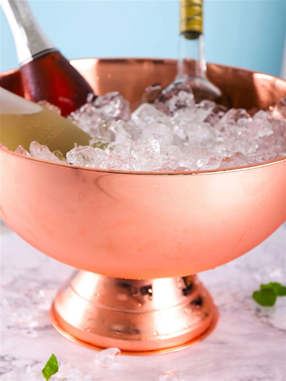 Seau à glace en acier inoxydable – Bassine à champagne de qualité supérieure pour bar et karaoké – Parfait pour le vin, les boissons étrangères et les fêtes – Élégant support de glaçons