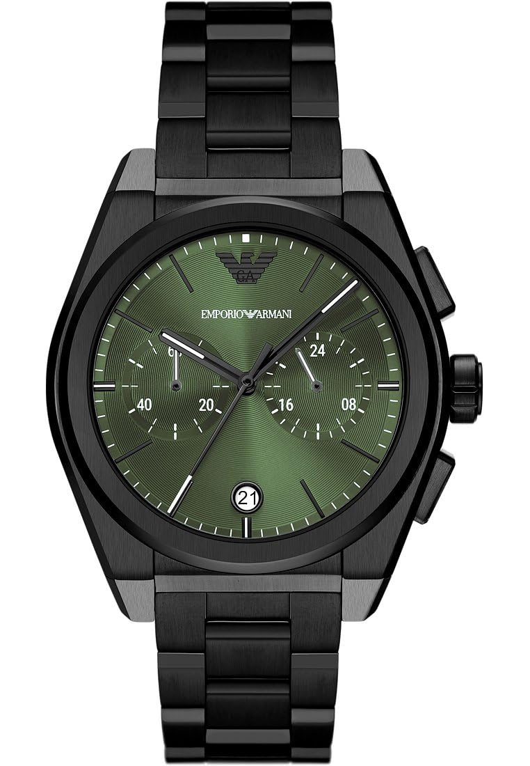 Emporio Armani Watch for Men, Quartz 2 sub dial Chronograph Movement and 43mm Case Size with Stainless Steel Strap
