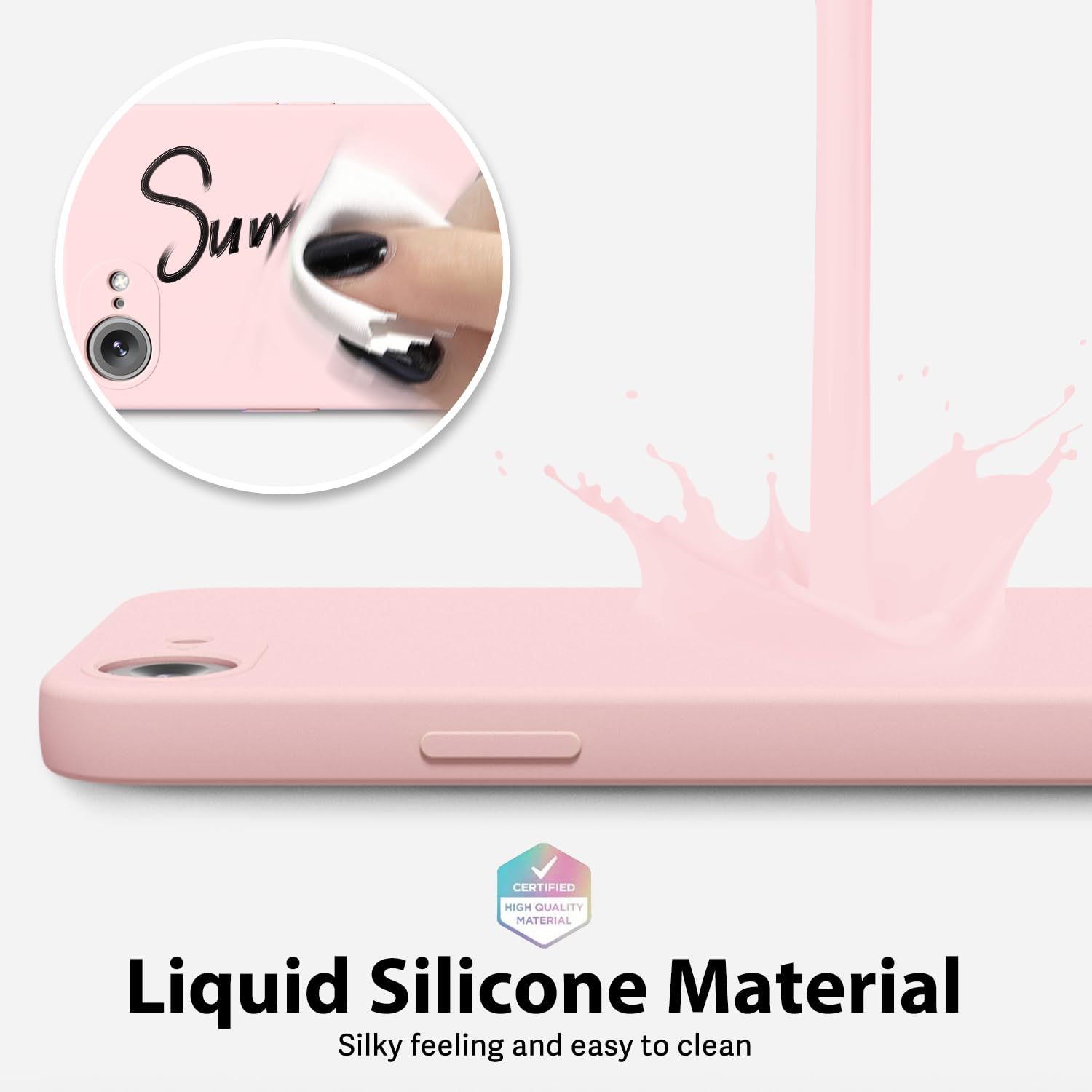 oakxco for iPhone 16 Pro Max Case Liquid Silicone, Soft Rubber Gel Elegant Aesthetic Basic Simple Cover, Cute Thin Slim TPU Matte Solid Color Plain Smooth Case for Women Girl, Light Pink — view 1758