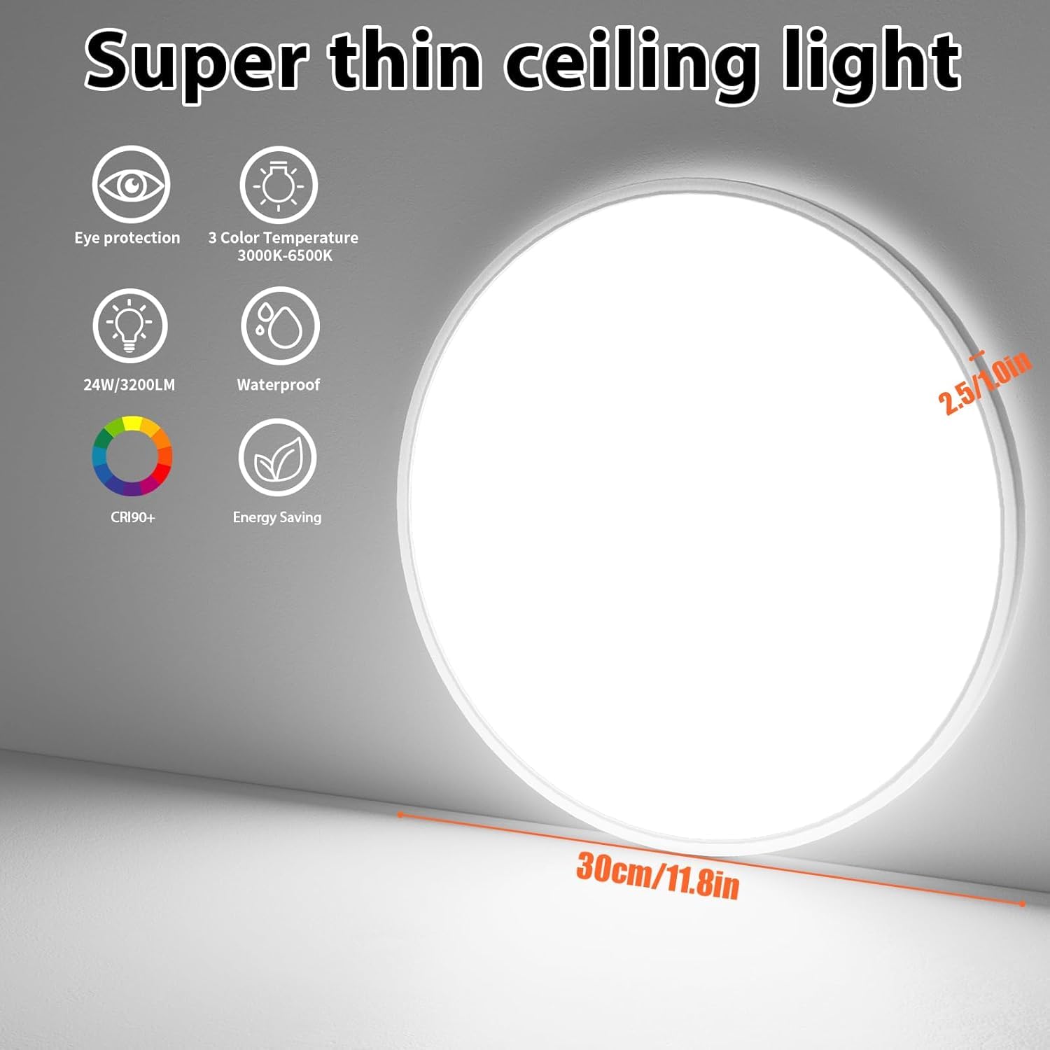 Psatfito G LED Bathroom Light, 3000K-6000K Dimmable Bathroom Lights Ceiling with Remote Control - Image 4
