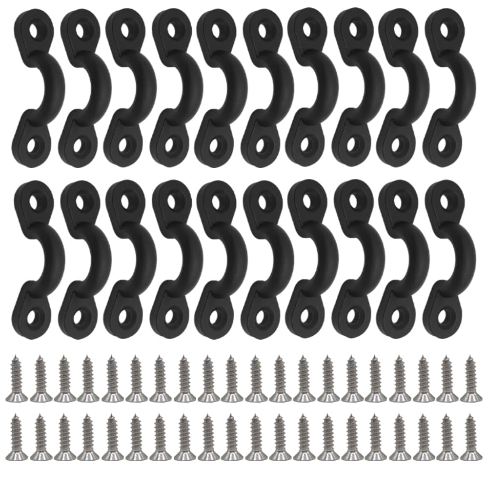 TBESEVENXT Kayak Pad Eye Kit, 20PCS Kayak Tie Down Eyelets Loops Deck Rigging Kit Nylon Pad Eye and 40 Stainless Steel Screws for Boat Deck Rigging