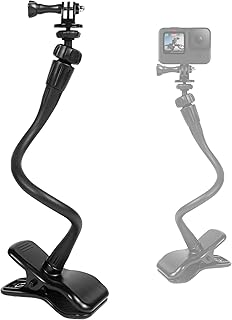 Flexible Jaws Clamp Mount for GoPro Webcam Stand Holder Desk Table Clip with 1/4â€ Screw Thread 360Â° Ball Head Compatible with Logitech Webcam/DJI Action Cameras