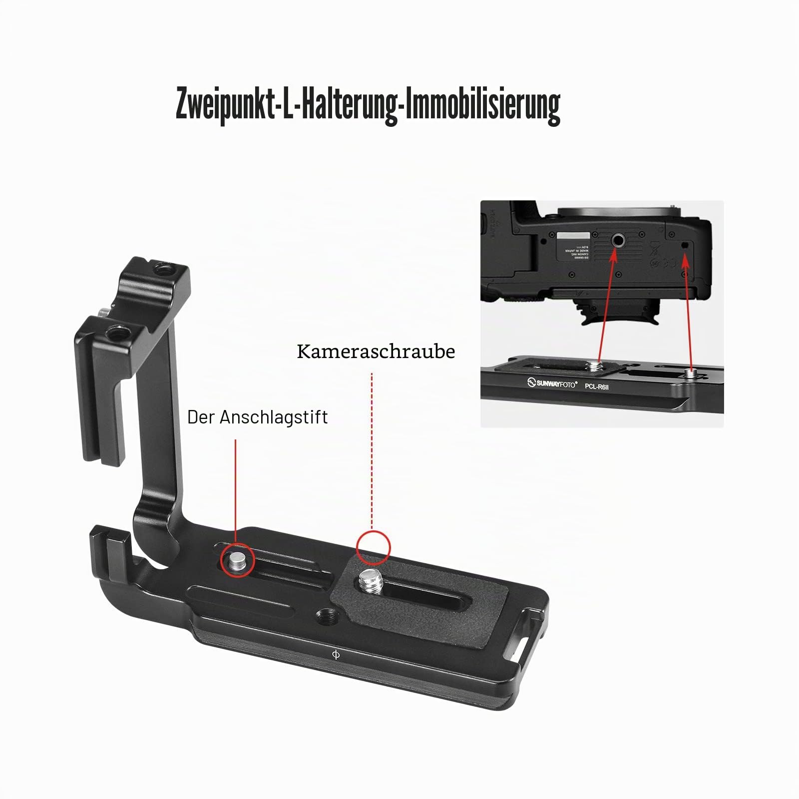 Sunwayfoto PCL-R6II L-Bracket für EOS R6 Mark II & R6 III Arca Swiss Schnellwechselplatte L-Winkel