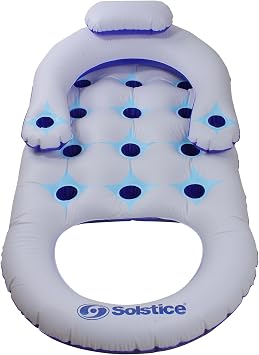 Inflatable Solstice Lounge Inflatable Swimming Pool Float - 64" - Blue and White