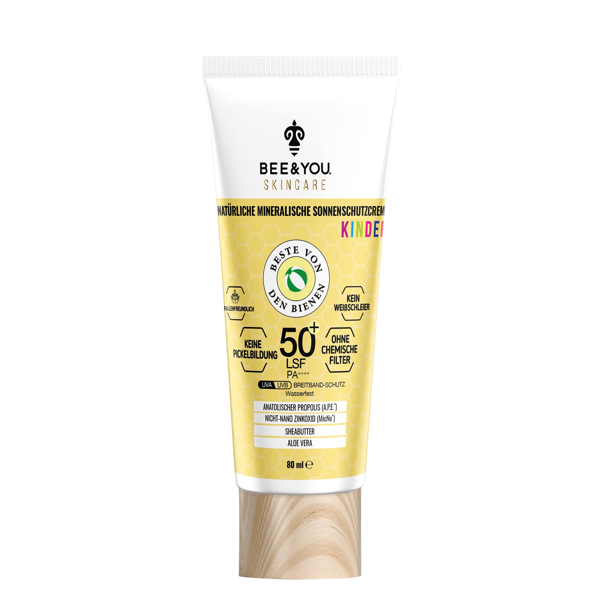 BEE&YOU Kinder&Baby natürliche Sonnencreme 50 SPF, natürlichste Sonnenschutz Formel, mineralische Zinkoxid, Sheabutter, Aloe Vera, für Pflege, mineralische Sonnen&Gesichtscreme, Schutz vor UV Strahlen