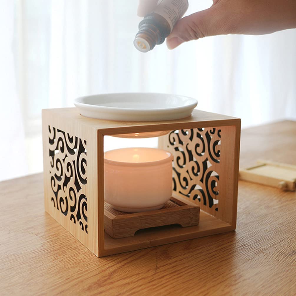 Aromatherapie-Lampe Brenner für ätherische Öle, Wachsschmelzbrenner, Aromabrenner aus Holz, ätherisches Öl, Lampe, Homefor Wax Melts, Heimbüro, Dekoration, Einzugsgeschenk für Wohnzimmer Studie