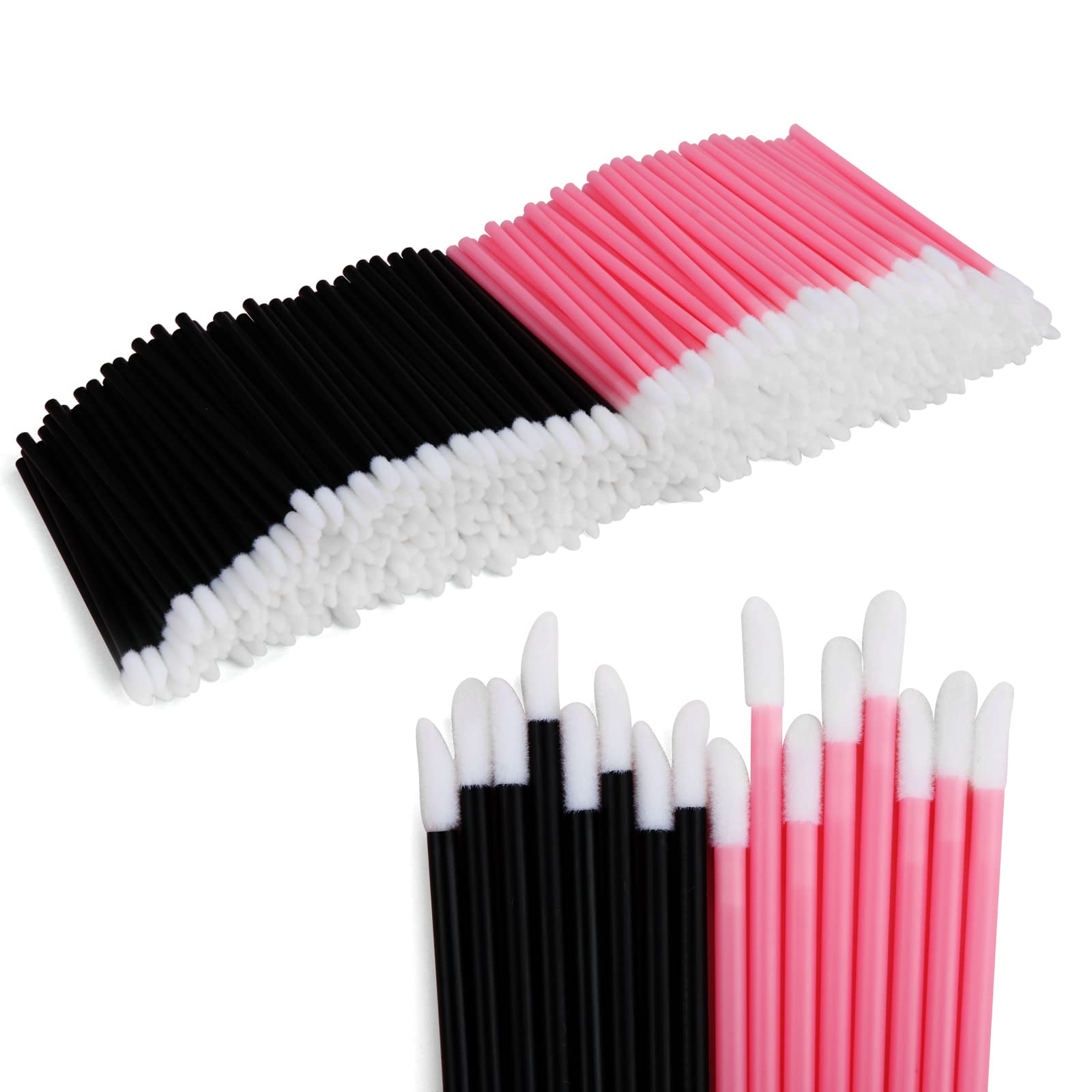 500PCS Disposable Lip Brush Set - Black Pink Disposable Lip Wands - Lip Mask & Gloss Applicator Brushes