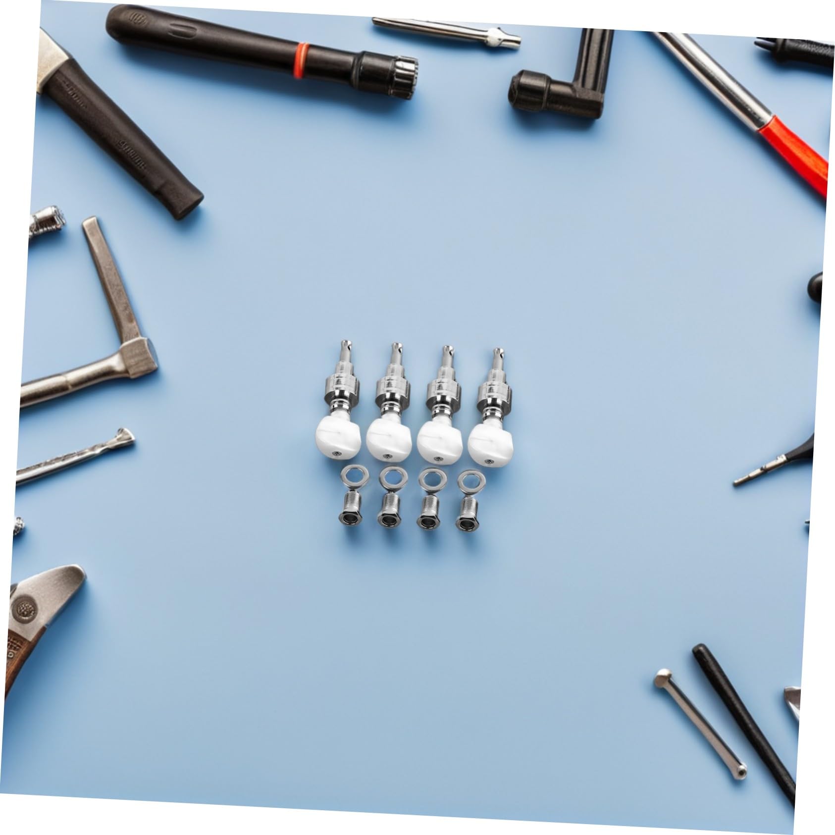 Vaguelly 4 Stück Banjo Maschinenkopf aus Metall mit Praktischem Design und Hoher Zuverlässigkeit Inklusive 4 Bushings und 4 Ferrulen als Banjo Zubehör