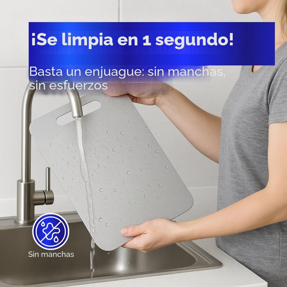 INOXLM - Tabla de cortar de acero inoxidable alimentario, 39x28 cm, apta para Haccp, profesional de doble cara, resistente, para cocina, bar y restaurante
