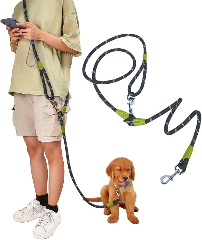 Hands Free Dog Leash Crossbody Dog Running Leash Handsfree Pet Rope for Hiking Training Heavy Duty Reflective Pet Walking Belt (Black)