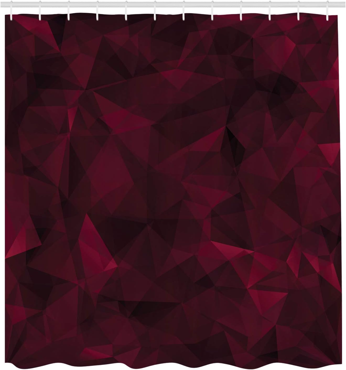 Ambesonne Abstract Shower Curtain, Broken Glass Inspired Geometric Triangle Abstract Shapes Computer Graphics, Cloth Fabric Bathroom Decor Set with Hooks, 75" Long, Dark Maroon