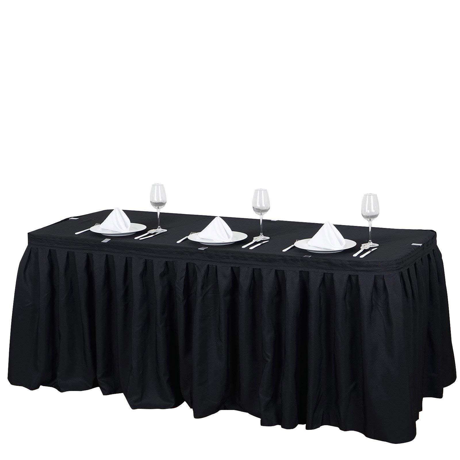 14 feet x 29-Inch Black Polyester Banquet Table Skirt Linens Wedding Party Events Decorations Kitchen Dining Catering