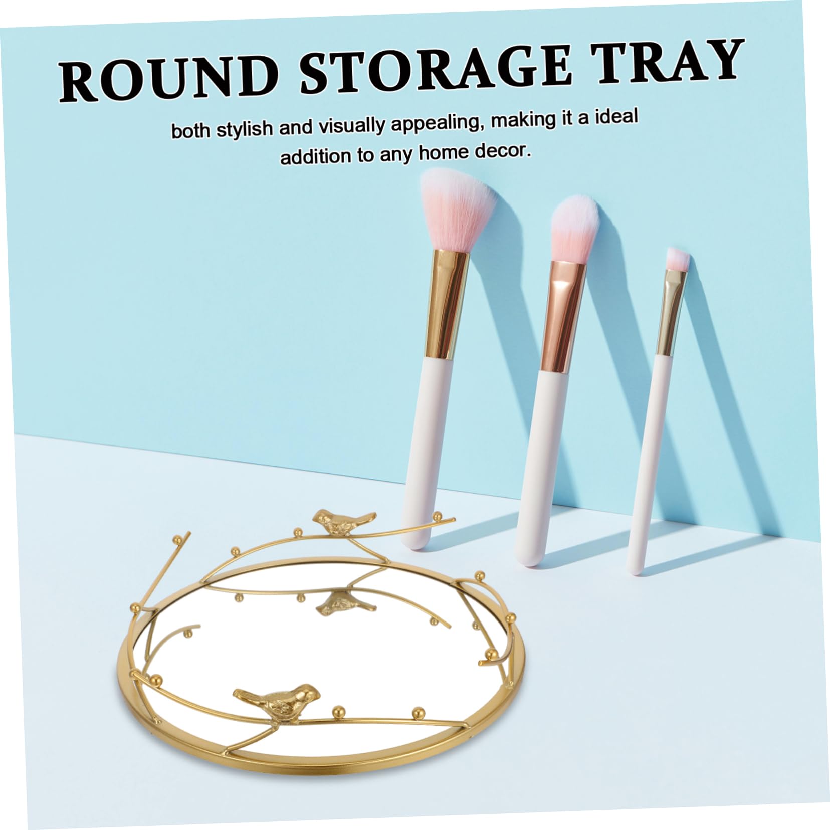 Elegant Round Gold Mirror Tray for Jewelry Perfume and Cosmetics Storage Home Decor