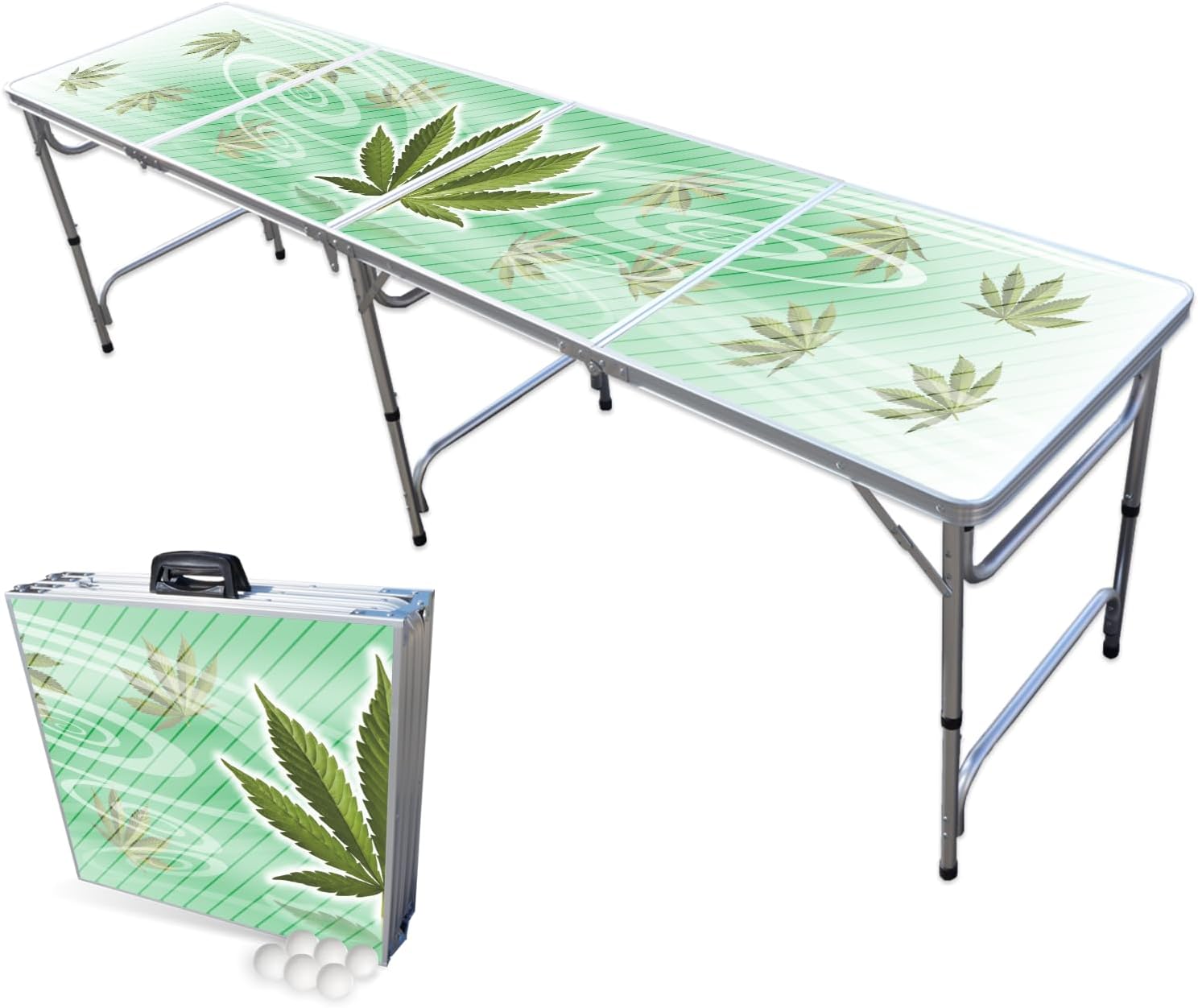 PARTYPONG 8-Foot Folding Beer Pong Table - High Times Edition (Base Model)