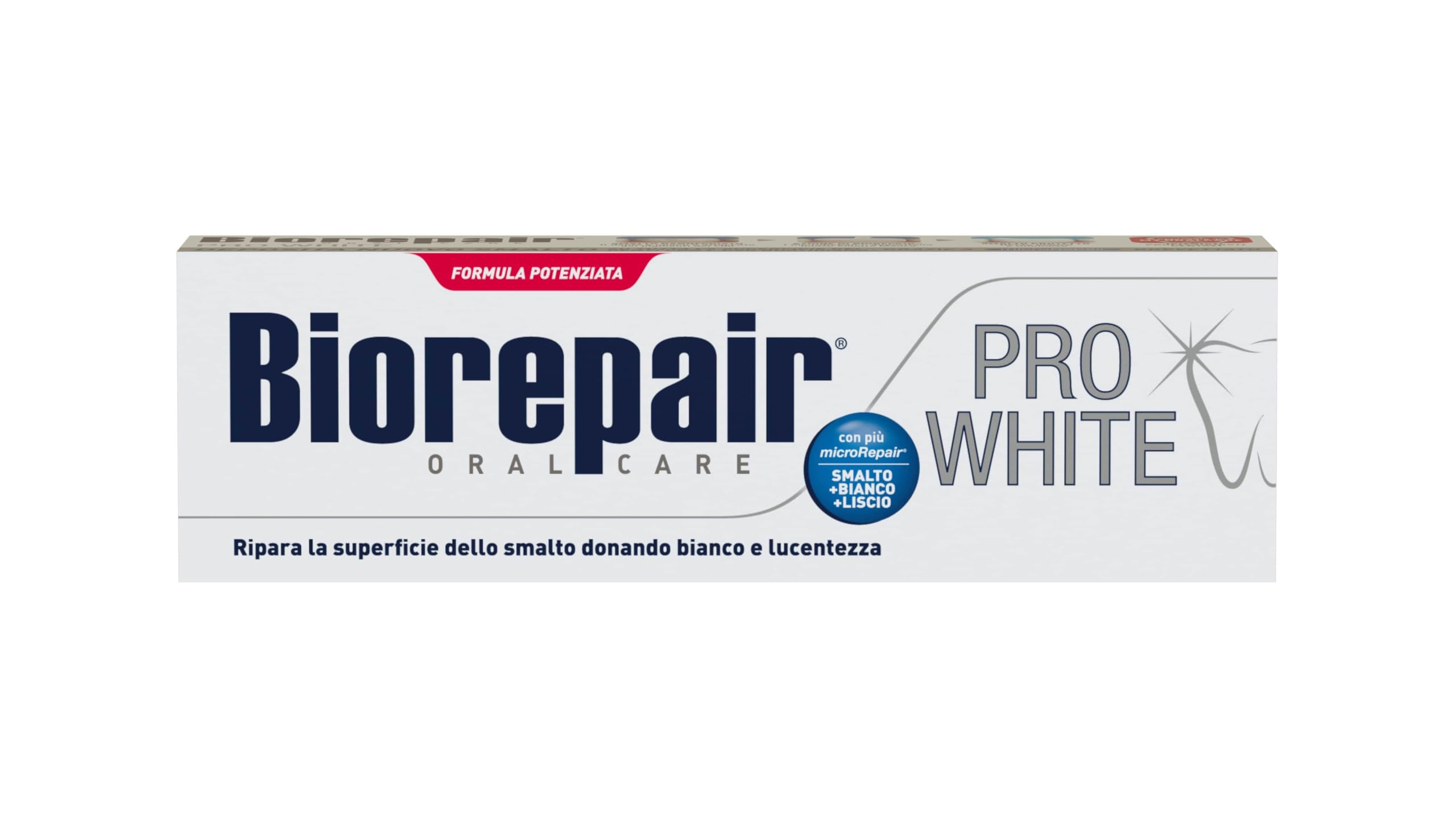 Biorepair, Pro White Zahnpasta, 12 Packungen à 75 ml, aufhellende Zahnpasta mit PVP-Polymer-Technologie, repariert Nagellack und Zahnstein für weiße und strahlende Zähne, ohne Fluorid