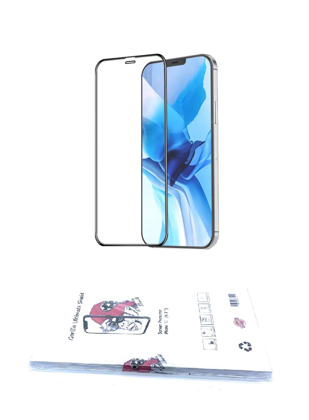 Graycart-DXB Gorilla Ultimate Shield | Premium Tempered Glass For iPhone Screen Protector Anti-Scratch Face ID Friendly HD Screen Eye Protection (iPhone 12 Mini (5.4"), Transparent with Frame)