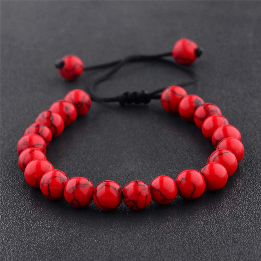 Pierre naturelle d'exception : bracelet en perles de pin rouge façonné main