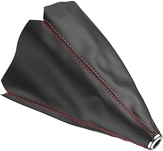 PU Leather Gear Shift Knob Cover, Red Stitch Boot Cover Large Size Fitment Easy to Install for Most Manual Transmission Cars