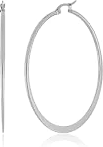 T&T Black Stainless Steel Two-Sided Thick Hoop Earrings For Men – Clip-On, Nickel-Free