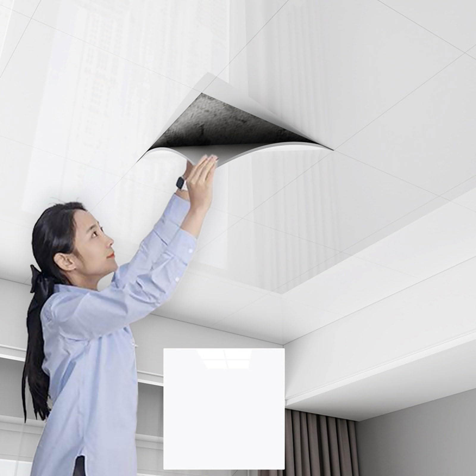 Enigmaire Pvc Ceiling Panels,self Adhesive Ceiling Tiles,drop Ceiling Tiles Pvc Sheet,ceiling Cladding,Flexible And Crack-Resistant,Easy To Cut,waterproof,Washable,For Residential/Bathroom/Kitchen