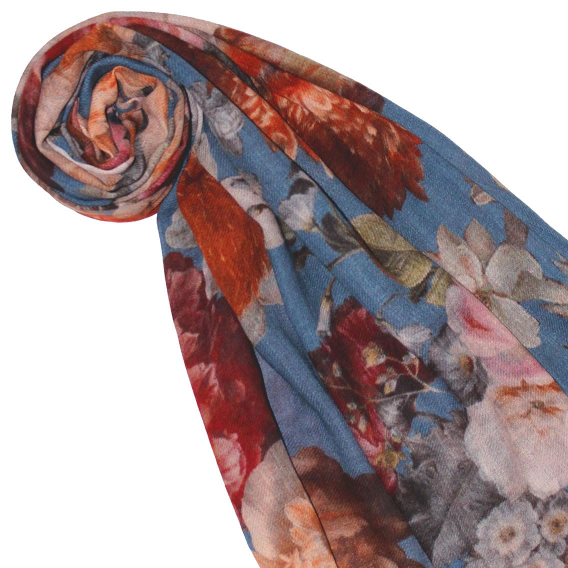 Lorenzo Cana - Damen Pashmina Schal Schaltuch aus weicher Wolle vom Merino Lammwoolle florales Muster mehrfarbig 70 cm x 180 cm Wollschal Wolltuch 78661