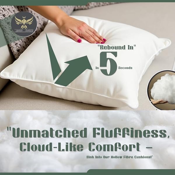 Cushion Inserts Pads (Pack of 2) 45 x 45 cm (18x18 Inches) - White Hollowfibre Bounce Back Cushion Inner - Plump Square Cushion Pads for Sofa, Couch & Decorative Pillow Fillers – Made in UK - 1