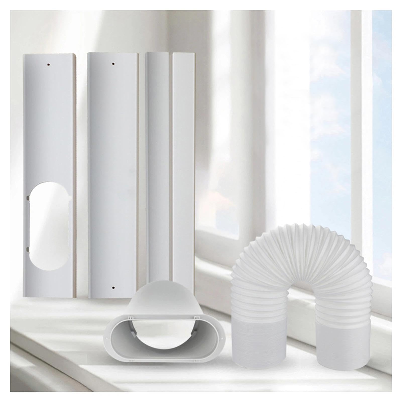 Kit de ventilación portátil para ventana de CA, sello universal ajustable de 55 a 160 cm, manguera de escape de 15 cm para ventanas horizontales y verticales