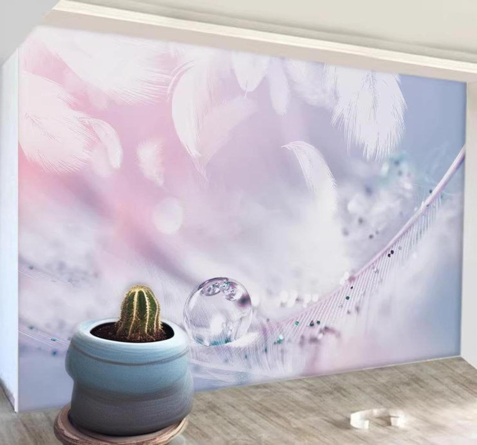 Three Dimensional Dreamy Feathers Clothing Shop Bubble Tea Shop 3D Wallpaper Easy Install Feature Office Living Room Sofa Bedroom TV Background Wall Decoration-250cm×170cm