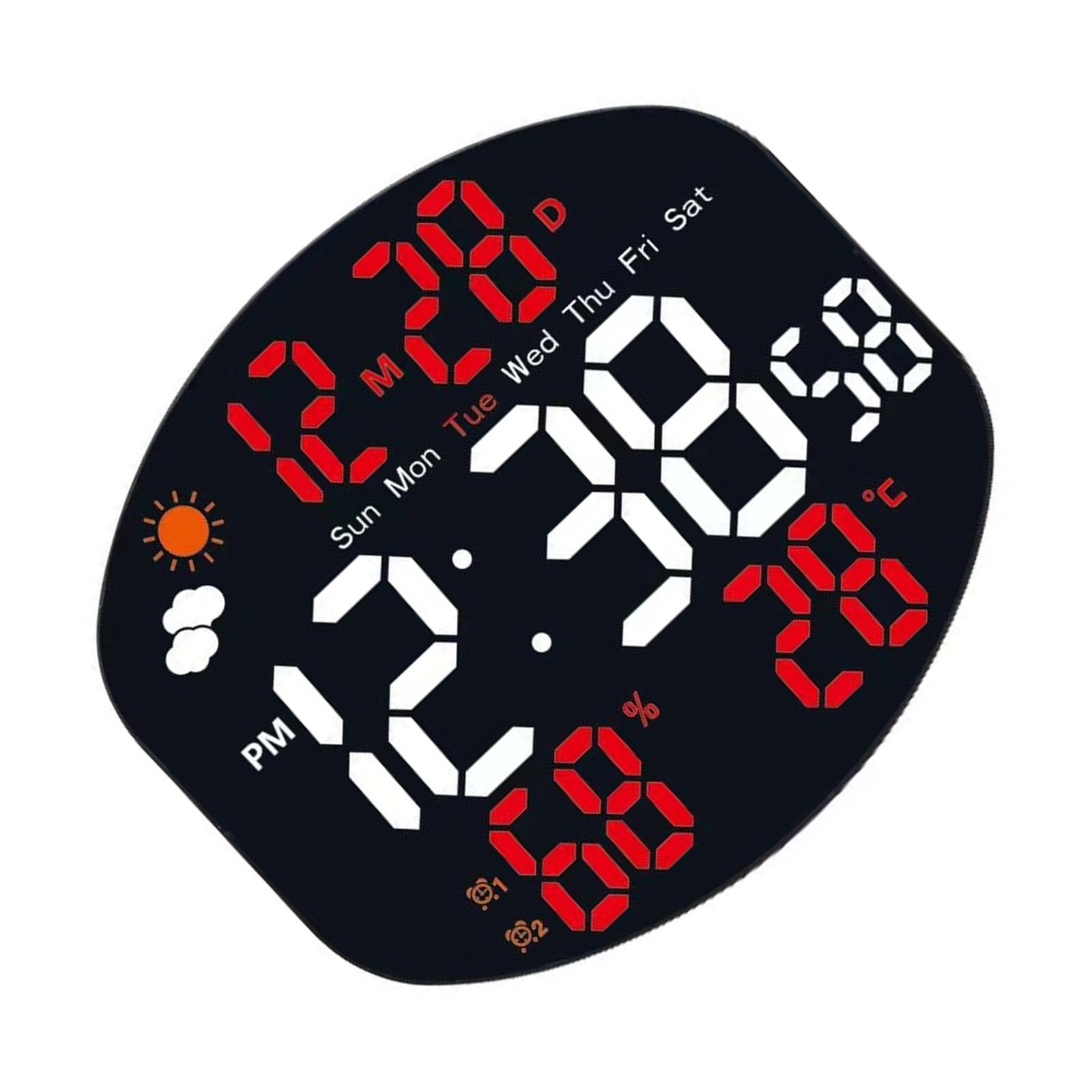 GTYLF LED Wall Clock Electronic Alarm Clock Large Display Remote Control Auto Brightness Temperature Humidity Date Week Timer Digital Alarm