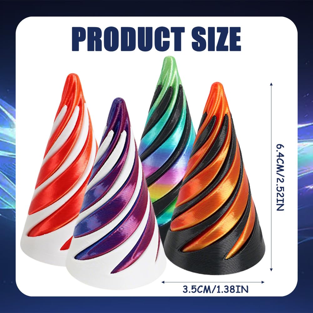 LEBKFT 4 Pcs 3D Printed Spiral Cone Fidget Toys - Image 2