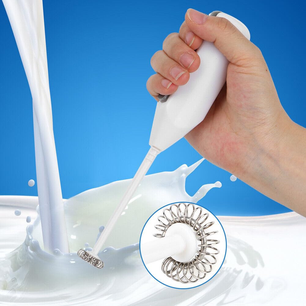 amiciCare Milk Frother - Handheld Foam Maker for Cafe-Quality Coffee, Latte, Cappuccino, and More! Portable and Powerful Egg Beater Whisk, Battery Powered, White 4