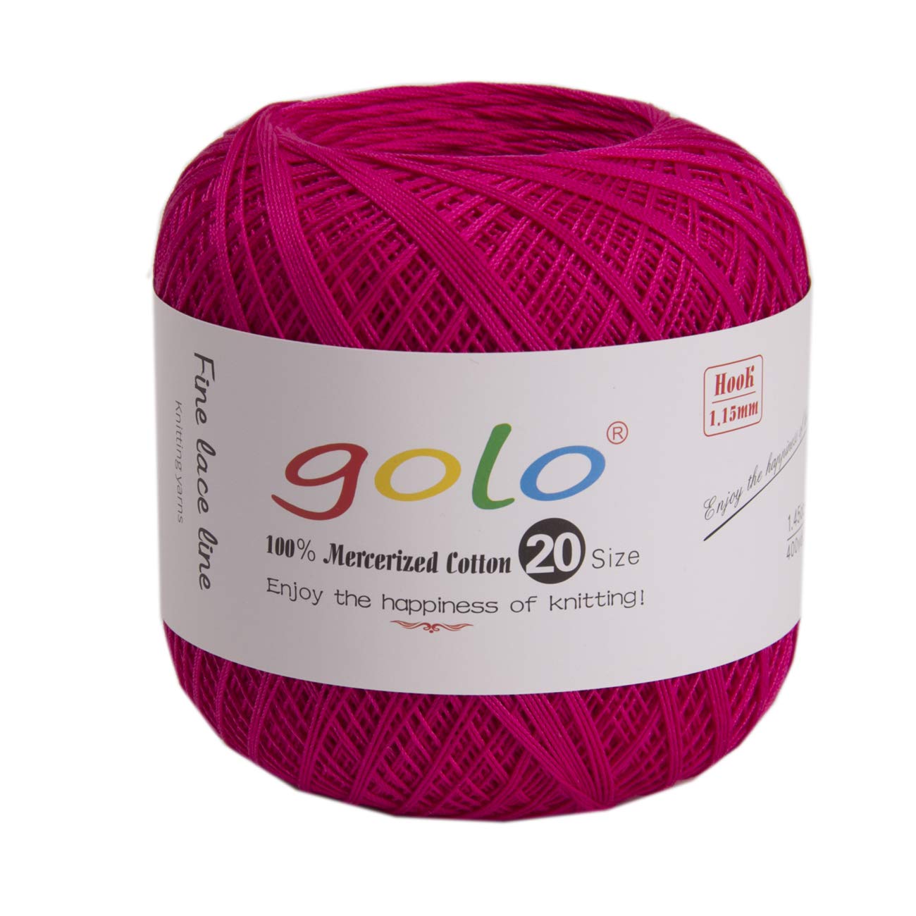 golo Crochet Thread Size 20 Crochet Yarn for Hand Knitting188 Hot Pink
