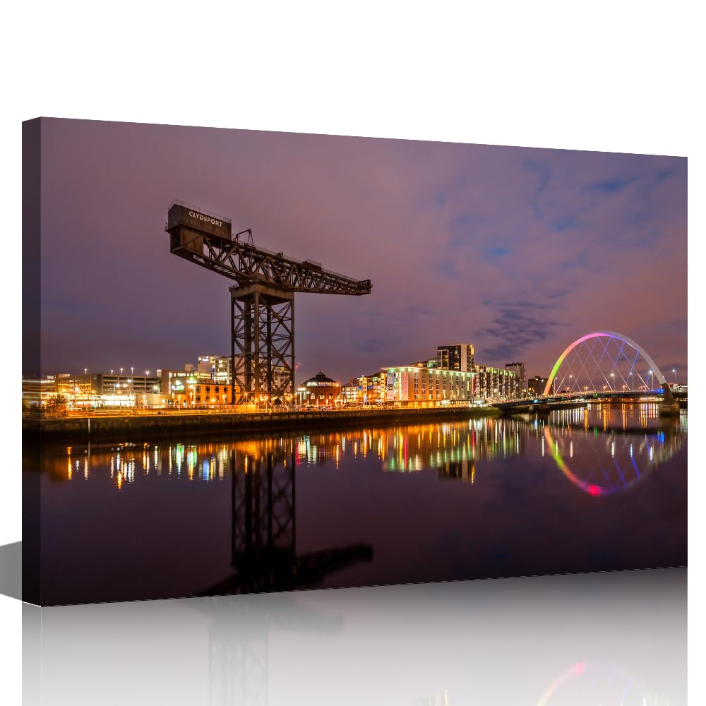 TISHIRON Canvas Art Wall Decor for Living Room Edinburgh Wall Art Modern Natural Landscape Posters and Prints Finnieston Crane Wall Art Home Decor for Living Room Framed Ready to Hang 18"x12" — image 1