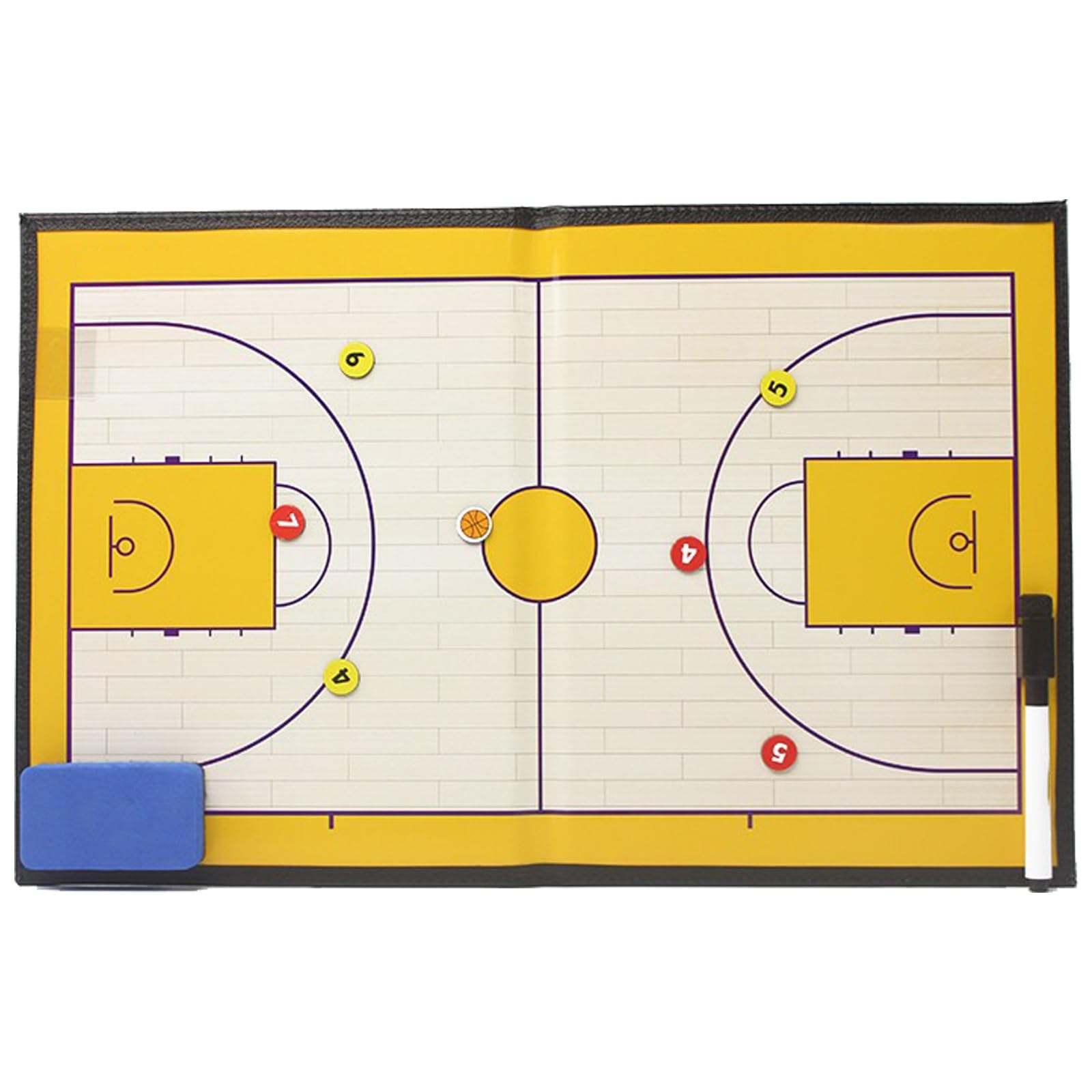 Magnetische Basketball-Coaching-Taktiktafel, Tragbares, Trocken Abwischbares Basketball-Klemmbrett for Trainer, Glatte Schreiboberfläche, Spielermarkern, Stift und Radiergummi
