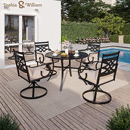 Sophia & William 5 Piece Patio Dining Set With 4 Swivel Dining Chairs And Round Dining Table, Umbrella Hole: 1.57" #TOP5
