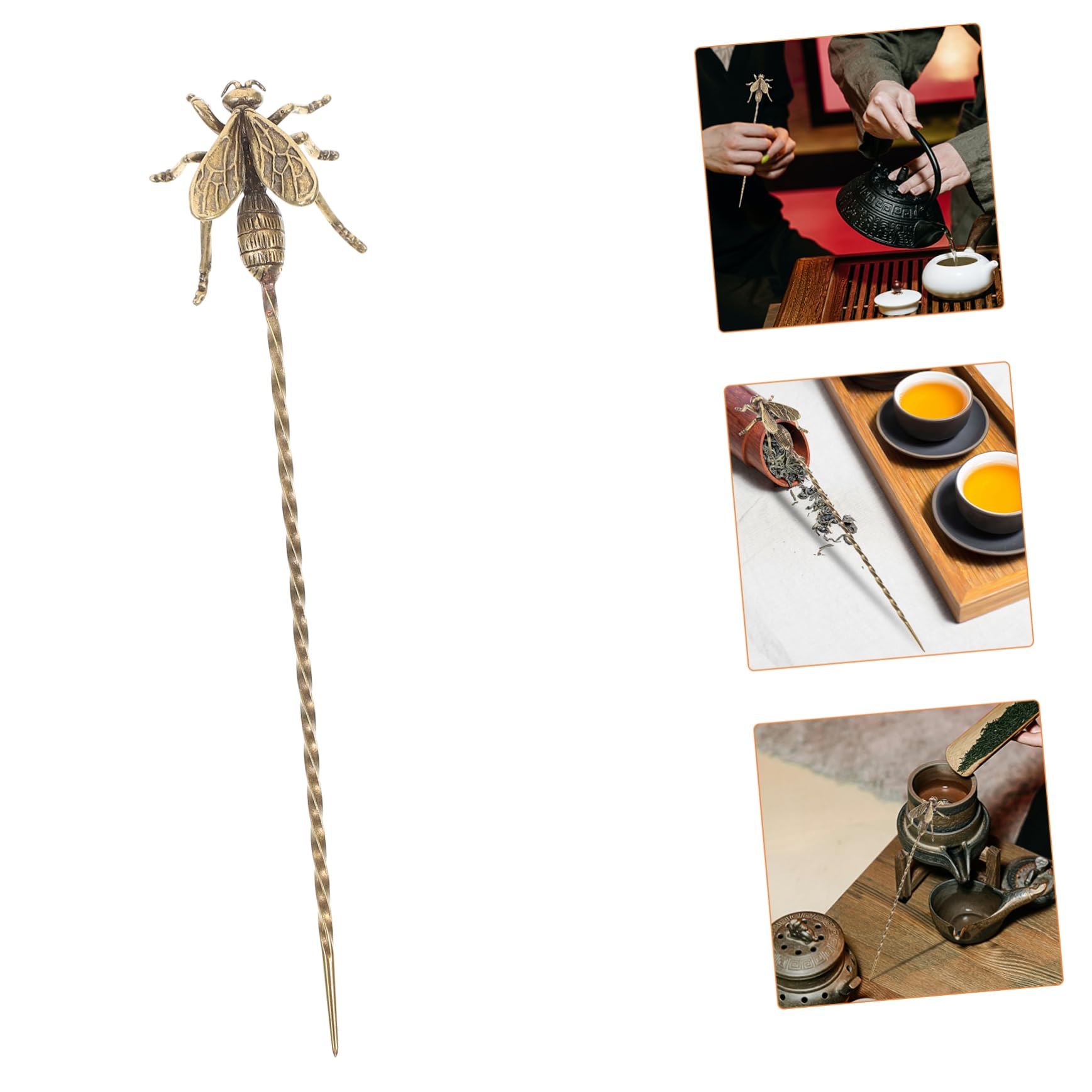 PRETYZOOM 4 Pz Ago per il tè delle api utensili il consapevolmente molletta strumenti da tè aghi da tè vecchio stile Accessori tornante servizio da tè gioco antico ottone