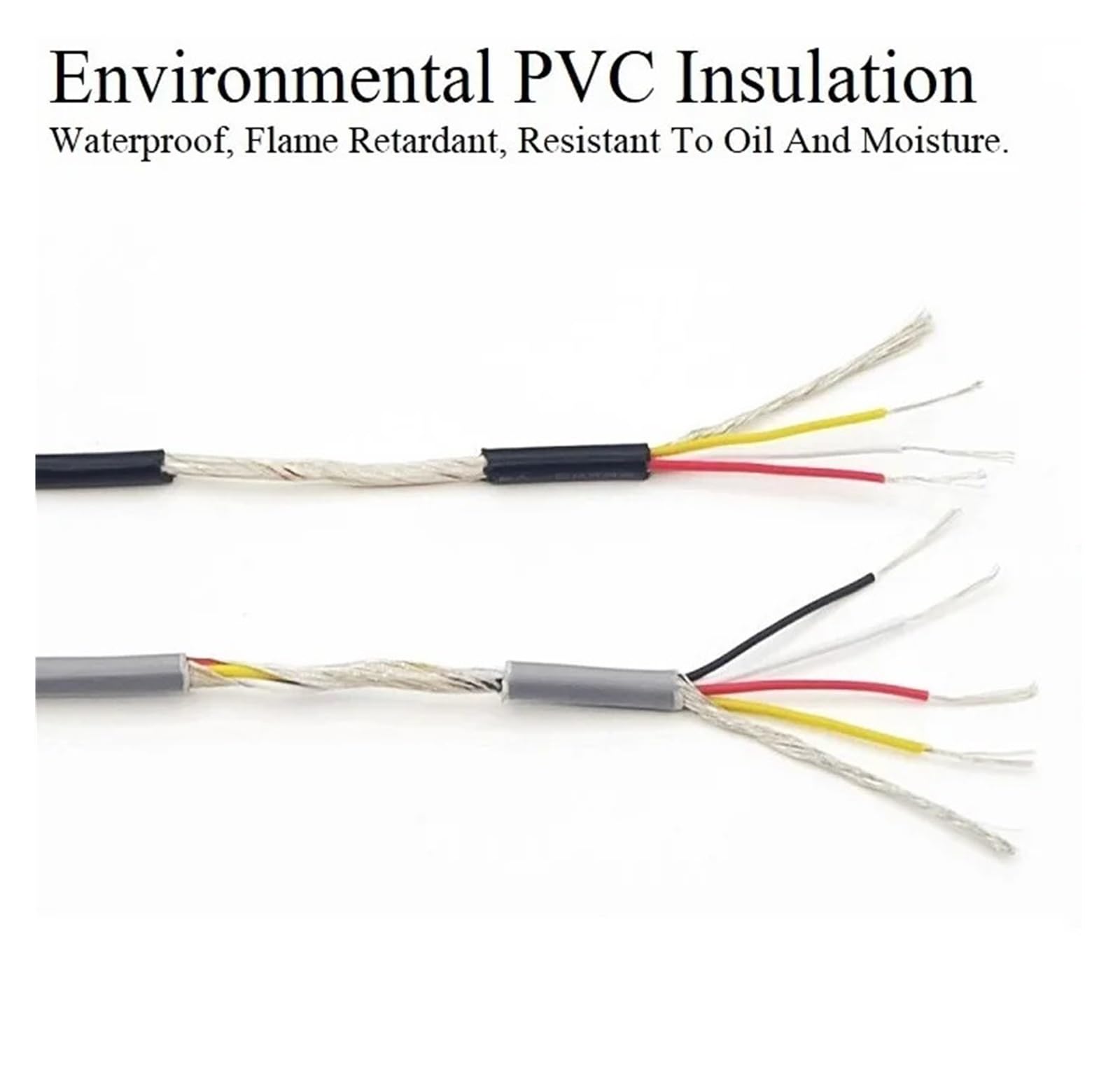Kabel płaski Przewód kablowy, 10-metrowy ekranowany kabel audio do słuchawek 20-32 AWG 2-5 żył wielokolorowy PVC miedź(GRAY,22AWG X 10M-5CORES)