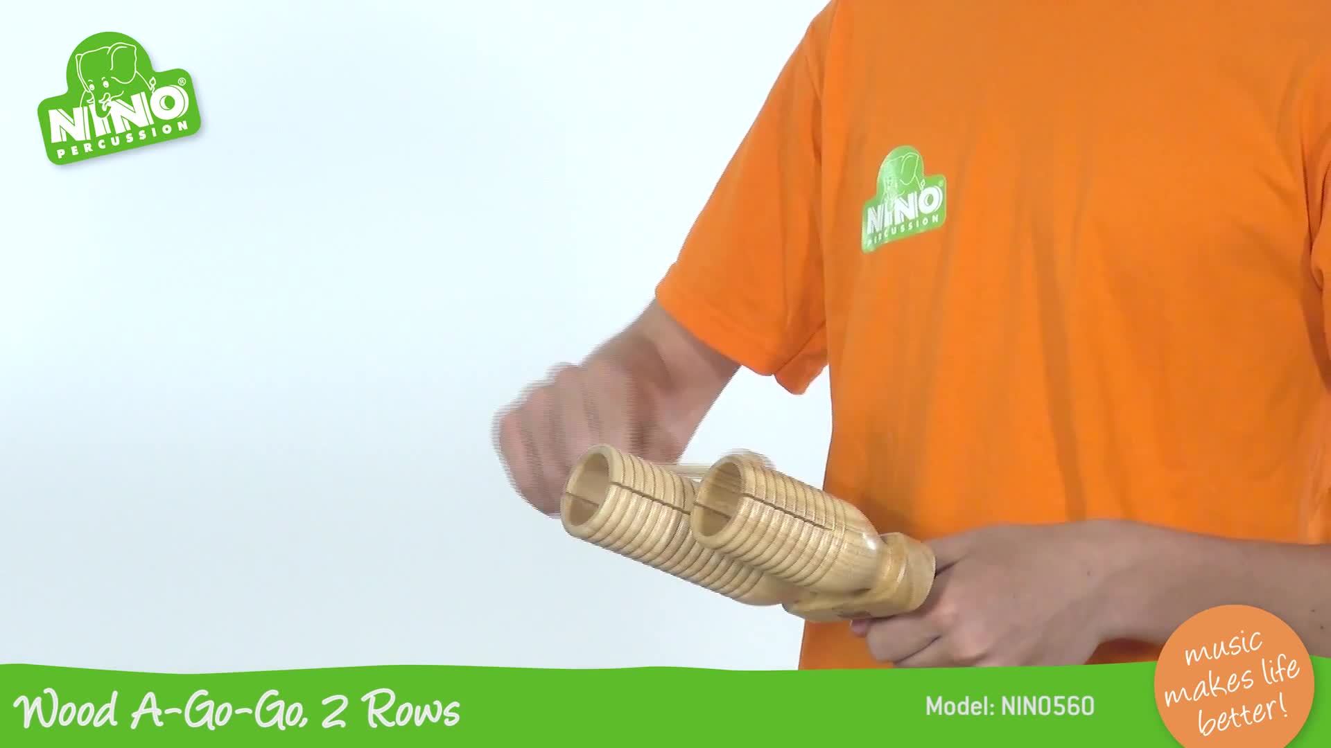 Nino Percussion Wood Block Instrument, groot muziekinstrument voor kinderen vanaf 3 jaar, siam eiken, natuur (NINO22