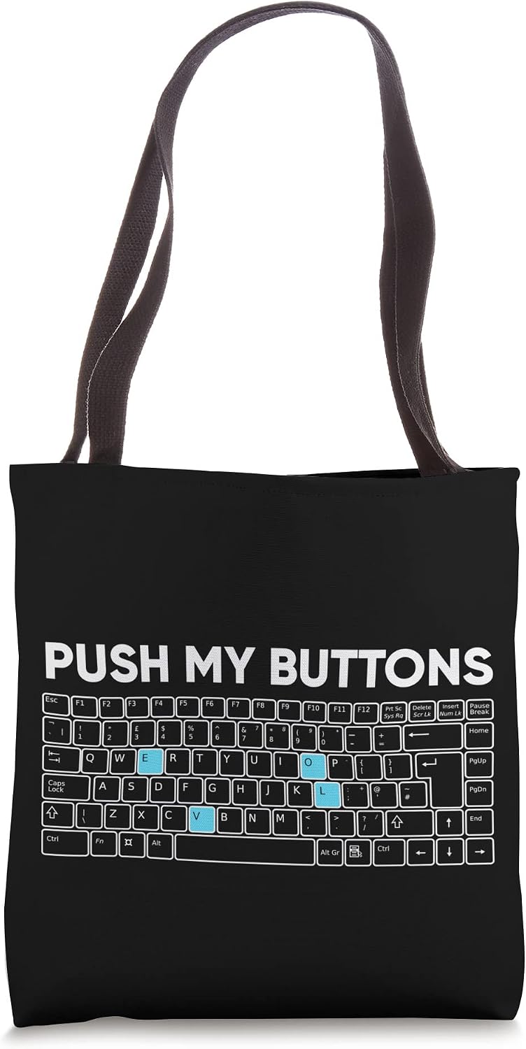 Funny Push My Buttons Nerd Halloween Costume Keyboard Tote Bag