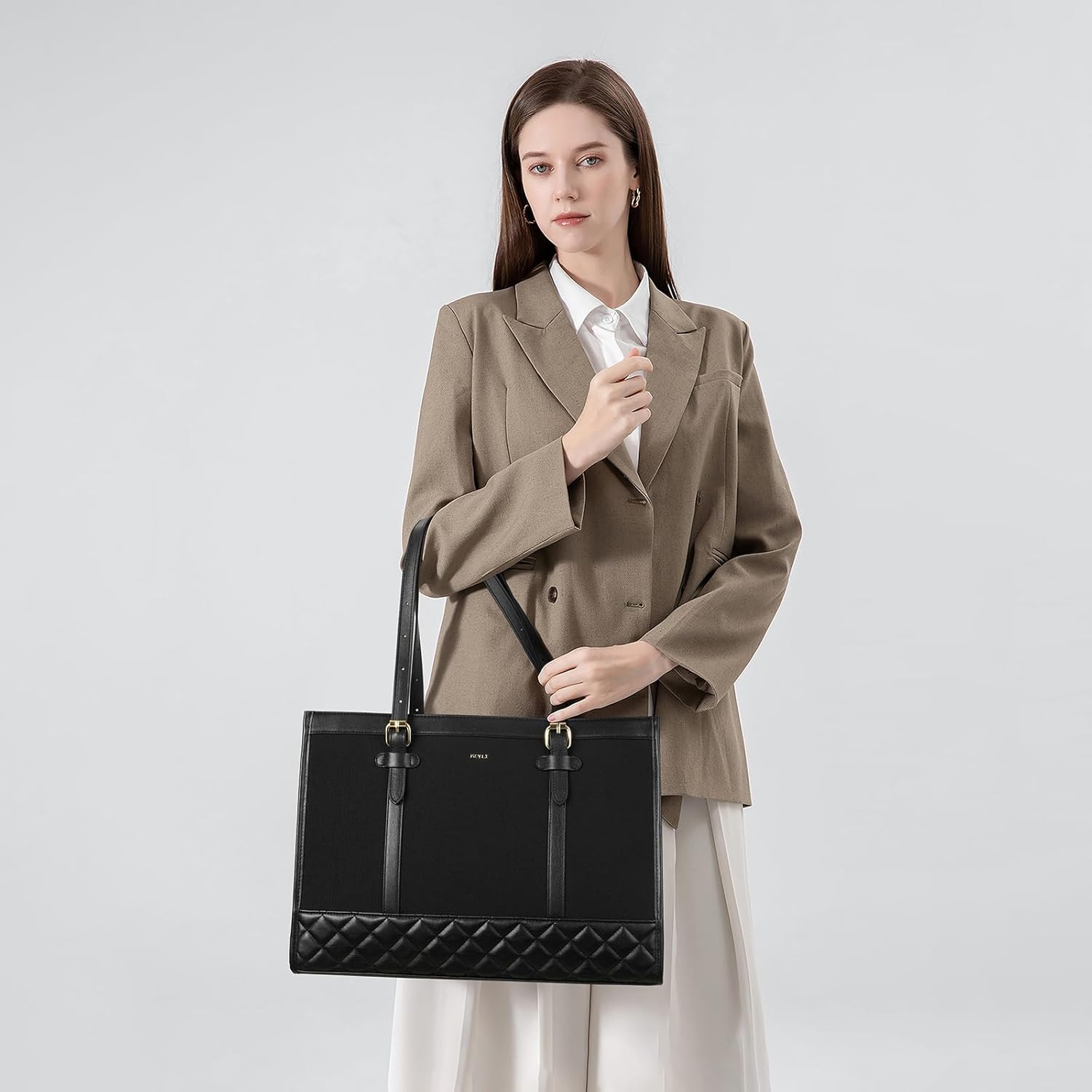 Keyli 3pcs Laptop Bag for Women,15.6 Inch Canvas Tote Bag Work Bags Large Business Computer Briefcase Shoulder Handbag Purse - Image 2