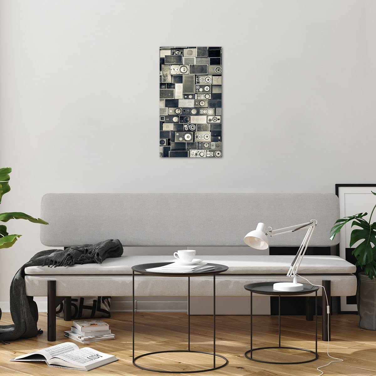 ARTTOR Cuadro sobre Vidrio 45x80 cm Moderno Vertical Música Vintage - 4163